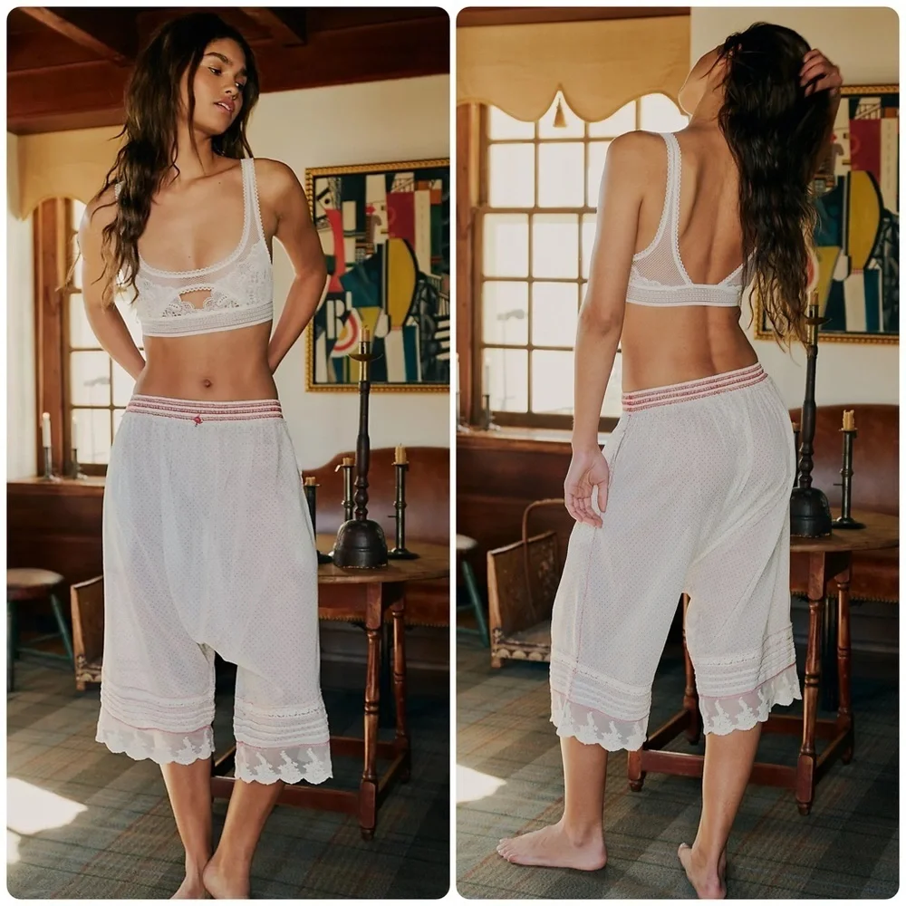 New! Free People Endless Afternoon Bloomers Swiss Dot Embroidered Lace Harem 🌹 M